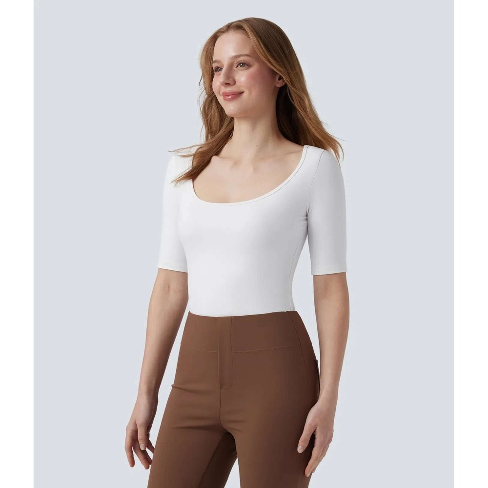 Halara SoftlyZero Airy Work Shirt XL White Activewear Instant Cool Clean Girl